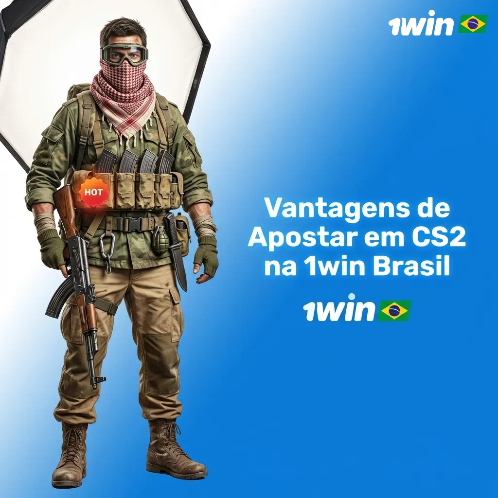 1win Brasil logo with CS2 game icon, highlighting betting platform features and bonuses for Brazilian esports enthusiasts
