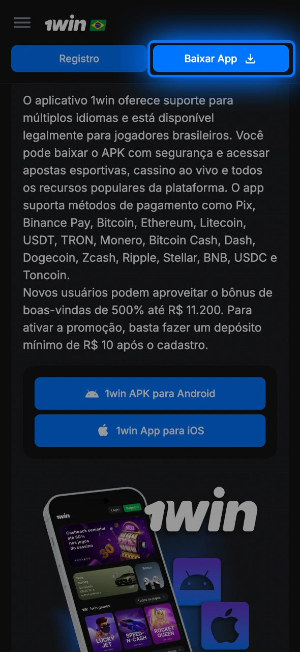 Acesse a plataforma móvel da 1win para uma experiência de apostas rápida e otimizada na palma da sua mão.
