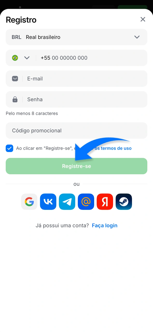 Finalize a criação da sua conta no app 1win e prepare-se para acessar os melhores mercados de futebol e cassino.