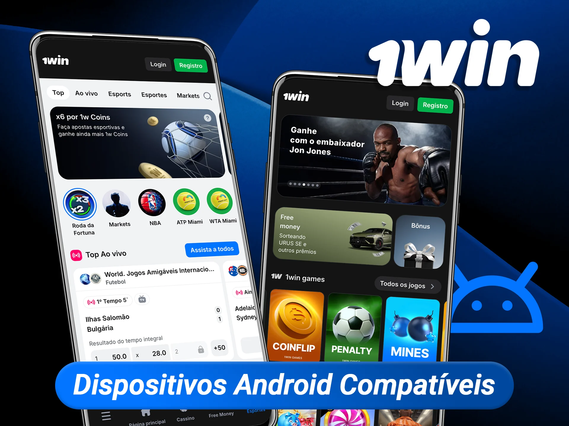 Verifique a lista de smartphones compatíveis com o 1win APK, garantindo que marcas como Samsung, Motorola e Xiaomi rodem o app com total fluidez.