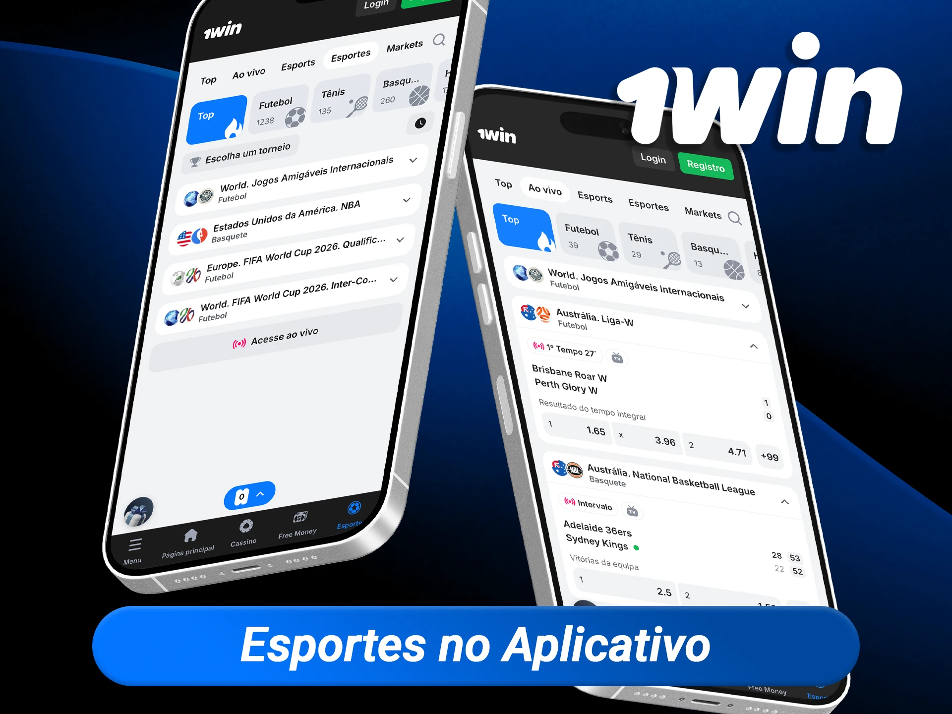 Acesse centenas de modalidades esportivas no app 1win, com cobertura completa do Brasileirão, ligas europeias, eSports e muito mais.