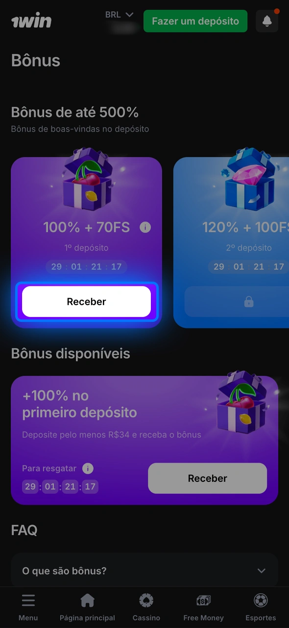 Verifique seu saldo de bônus na 1win e comece a cumprir o rollover para transformar créditos em dinheiro real.
