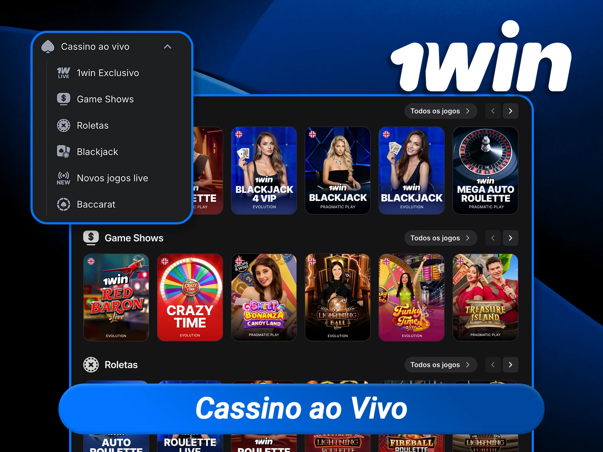 Interaja com crupiês profissionais em tempo real no cassino ao vivo da 1win, transmitido em alta definição com mesas em português.